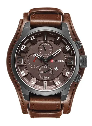 Men's Water Resistant Analog Watch 8225 - 48 mm - Brown 
