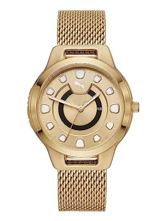 Reset V1 Analog Quartz Watch for Women With Yellow Gold Metal Band - 3 ATM - PU P1008 