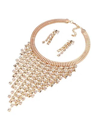 Rhinestone Studded Jewellery Set 