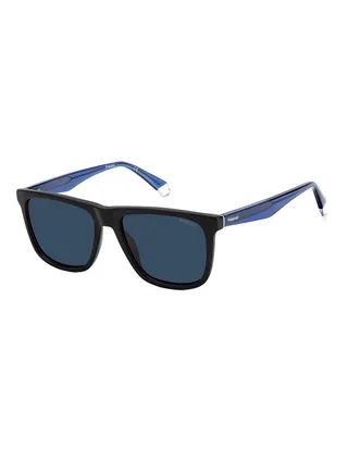 Polarized Square Eyewear Sunglasses PLD 2102/S/X    MTBLKBLUE 55 