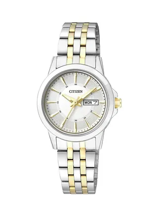 Women's Water Resistant Analog Watch EQ0608-55A - 28 mm - Silver/Gold 