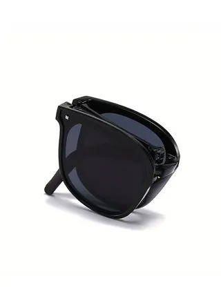 Foldable Square Frame Rivet Decor Sunglasses 