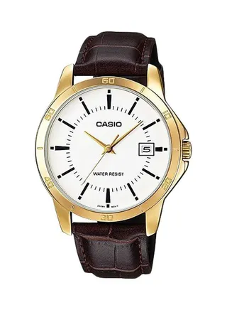 Men's Water Resistant Analog Watch MTP-V004GL-7AUDF - 42 mm - Brown 