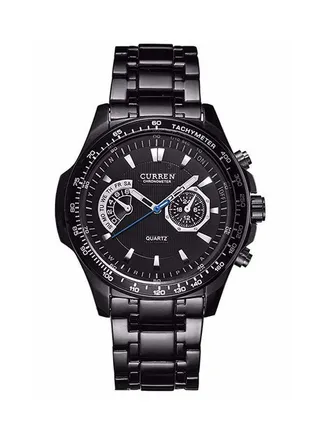Men's Water Resistant Stainless Steel Chronograph Wrist Watch WT-CU-8020-B - 43 mm - Black 