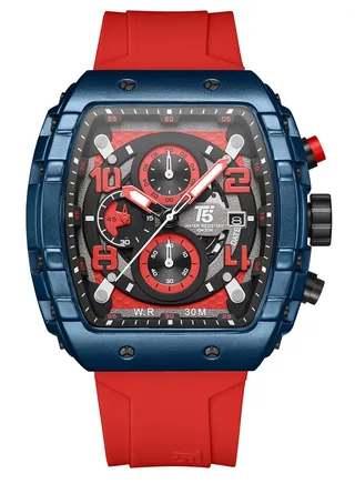 T5 Mens Chronograph Silicone Strap Watch H3984G-RDBLU 