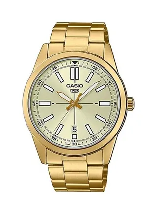 Men's Gold Dial Stainless Steel Ion Plated Band Analog Wrist Watch MTP-VD02G-9EUDF 