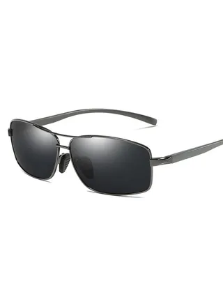 Men's Full Rim Polarized Rectangular Frame Sunglasses - Lens Size: 62 mm 