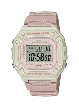 Hexagon Shape Digital Resin Wrist Watch W-218HC-4A2VDF - 44mm - Pink 