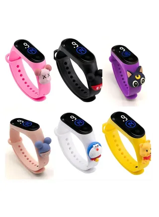 Kids' Water Resistant Silicone Digital Watch 6PCS 