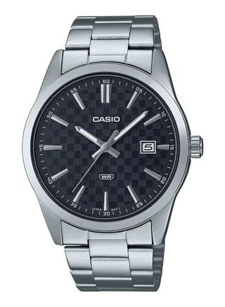 Men's Analog Quartz Water Resistant Stainless Steel Black Dial Watch - MTP-VD03D-1AU - 41mm 