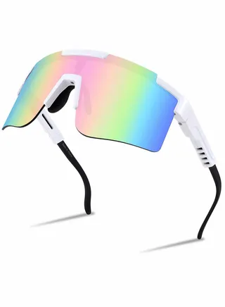 Sports Sunglasses, UV400 Protection Cycling Sports Sunglasses, Riding Sunglasses with Adjustable Temple & Nose Pad 