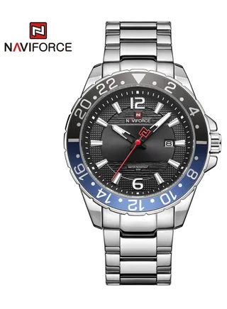 Men's Analog Round Shape Stainless Steel Wrist Watch NF9192 S/S/B - 44 Mm 