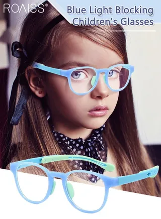 Kids Blue Light Blocking Glasses, Anti Eyestrain Computer Glasses, Gaming Eyewear UV400 Protection with Light Weight TR90 Frame for Boys Girls and Children Age 3-12, Light Blue 