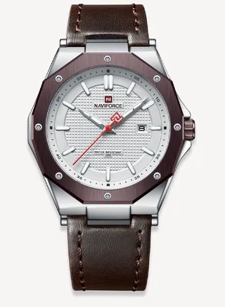Leather Strap New Design Casual Quartz Wrist Watch For Men NF9200L S/W/D.BN 