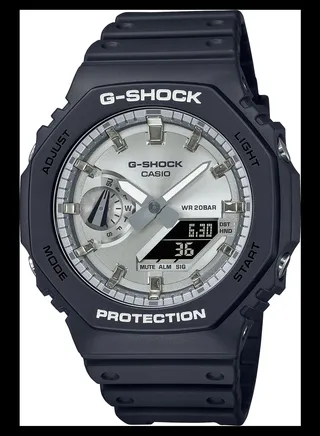 Casio G-Shock GA-2100SB-1A Silver Dial Black Resin Analog Digital  Men's Watch 