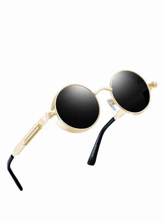 Men's Round Circle Steampunk Sunglasses 