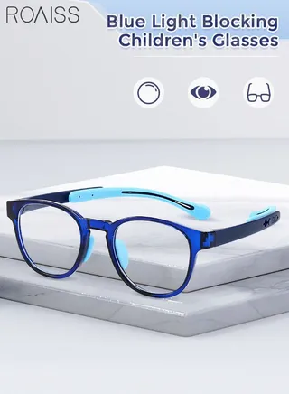 Kids Blue Light Blocking Glasses Anti Eyestrain Computer Glasses Gaming Eyewear UV400 Protection with Light Weight TR90 Frame for Boys Girls and Children Age 3-12 Blue 