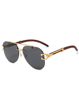 Rimless Double Bridge Sunglasses for Men, Women - Stylish Eyewear with UV400 Protection - Retro Fashion Statement, Trendy Outdoor Shades, Sleek Metal Temples, Fashionable UV Blocking Sunglasses 