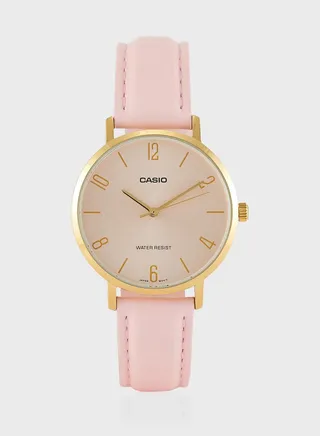 Pu Strap Analog Watch
