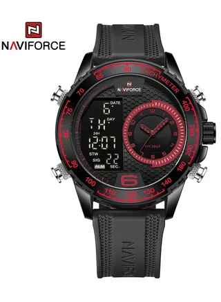 Men's Analog+Digital Round Shape Polyurethane Wrist Watch NF9199T B/R/B - 45.5 Mm 