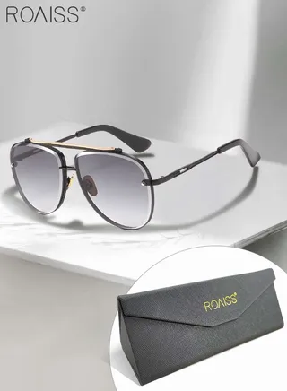 Aviator Sunglasses for Men Women UV400 Protection Sun Glasses with Metal Frame Fashion Anti-Glare Sun Shades for Driving Fishing Traveling with Grey Lens 