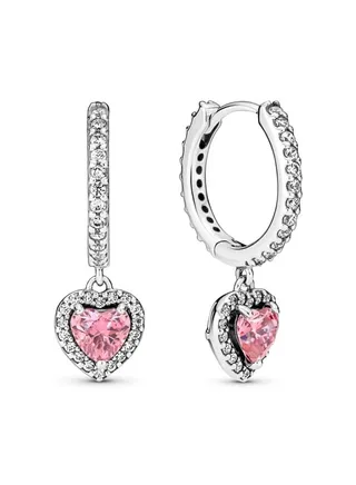 PANDORA Halo Heart Earrings - Made in Sterling Silver and Cubic Zirconia 