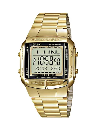 Men's Data Bank Water Resistant Digital Watch DB-360G-9A - 38 mm - Gold 
