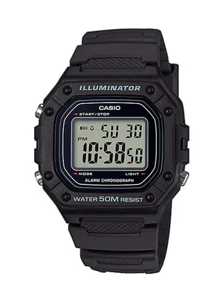Men's Water Resistant Digital Watch W-218H-1AVEF - 45 mm - Black 