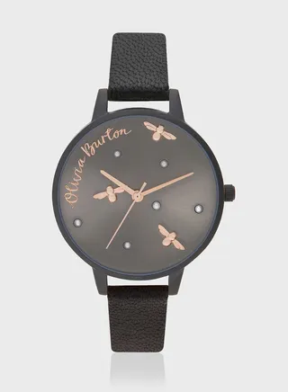 Matte Leather Strap Analog Watch