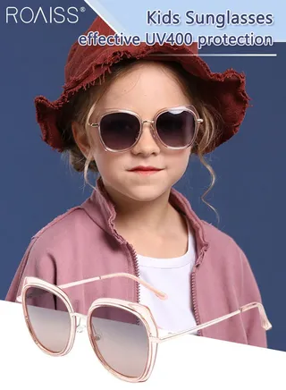 Butterfly Polarized Sunglasses for Kids, UV400 Protection Cute Beach Holiday Sun Glasses with Lightweight Metal Frame for Girls Boys and Children Age 3-12, Clear Pink 