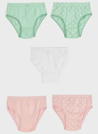 Pack Of 5 Printed Girls Brief