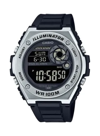 Men's Black Dial Resin Band Digital Wrist Watch MWD-100H-1BVDF 