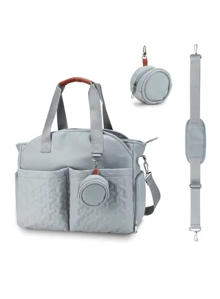 Multifunctional Baby Changing Bag, Large Capacity Waterproof Tote Bag, Satchel Messenger Bag Portable Travel Diaper Bag with Pacifier Bag, Light Blue 