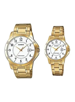 2-Piece Stainless Steel Analog Watch Set MTP/LTP-V004G-7B 