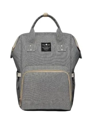 Baby Polyester Elegant Design Diaper Bag With Adjustable Padded Shoulder Straps-Grey/Beige 