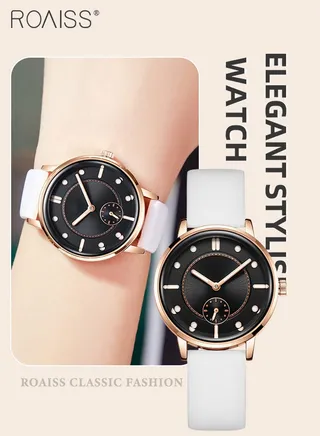 Women's Silicone Strap Quartz Watch, Analog Display Round Dial with Small Independent Seconds Dial, Fashionable Luminous Waterproof Wristwatch as Gift for Ladies 