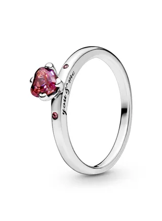 PANDORA You Me red heart ring sterling silver with red cubic zirconia 
