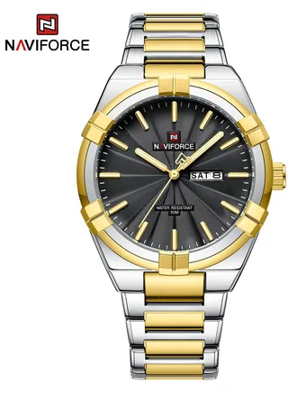 Men's Analog Round Shape Stainless Steel Wrist Watch NF9218 G/B - 43 Mm 