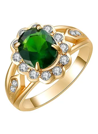 Vintage Emerald Rhinestone Inlaid Ring 