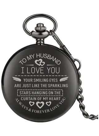 Retro Style I Love You My Husband Quartz Pocket 
