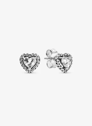 Pandora Timeless Women's Cubic Zirconia Classic 925 Silver Heart Earrings 298427C01 