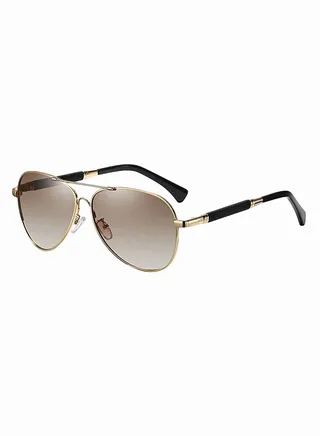Men's Polarized Aviator Sunglasses UV400 Protection Sun Glasses with Gold Metal Frame Fashion Anti-Glare Sunglasses for Men Driving Fishing Traveling Brown 
