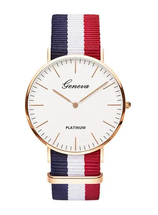 Casual Analog Watch J42-5 - 43 mm - Red/Blue/White 