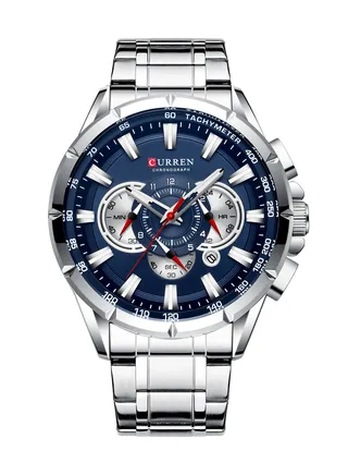 Men's Waterproof Stainless Steel Band Chronograph Quartz Watch 8363 