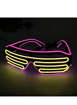 Glow Neon Glasses, Pink Frame and Yellow Lens LED Rave Glasses, Flashing Shutter Light Up Glasses, Make You The Brightest Star in The Party, Costume Party DJ Sun Glasses Birthday Party Decor 