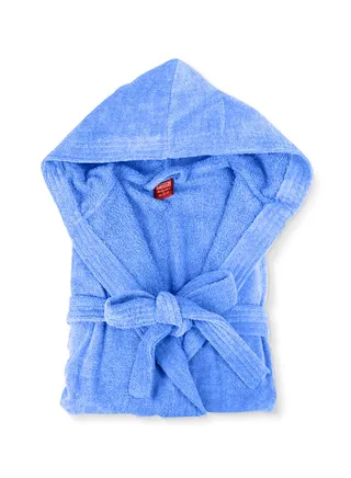 Bathrobe Unisex Adult velour Salerino 100% Cotton 1250 Grams Luxury Feel Premium Look Super Absorbent Quick Dry Hood & Pocket Size Medium Blue Color 