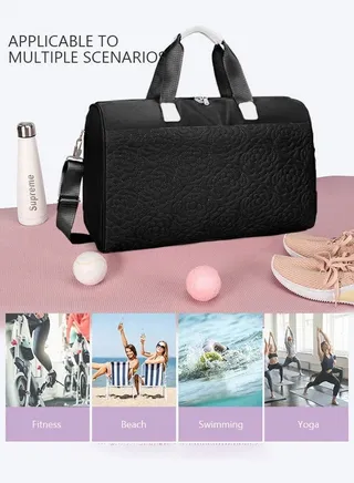 Floral Travel Duffel Bag Large Capacity Lightweight Waterproof Oxford Fabric Multipurpose Shoulder Luggage Bag for Fitness Sports Training Trip for Unisex 