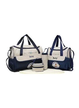 5-Piece Multifunctional Water Proof Baby Diaper Storage Light Weight Bag Set 