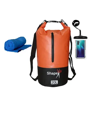 Waterproof Marine Dry Bag Backpack Tarpaulin PVC 500 20L Roll Top Dry Floating Waterproof Sack Keep Gear Dry for Beach Fishing Kayaking Rafting Boating Swimming Diving Hiking with Towel & Phone Case 