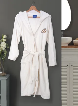 Cotton bathrobe with a pocket &head cap for unisex, 100% Egyptian cotton, ultra-soft, highly water-absorbent, color-fast and modern, ideal for daily use, resorts and spas SIZE M 